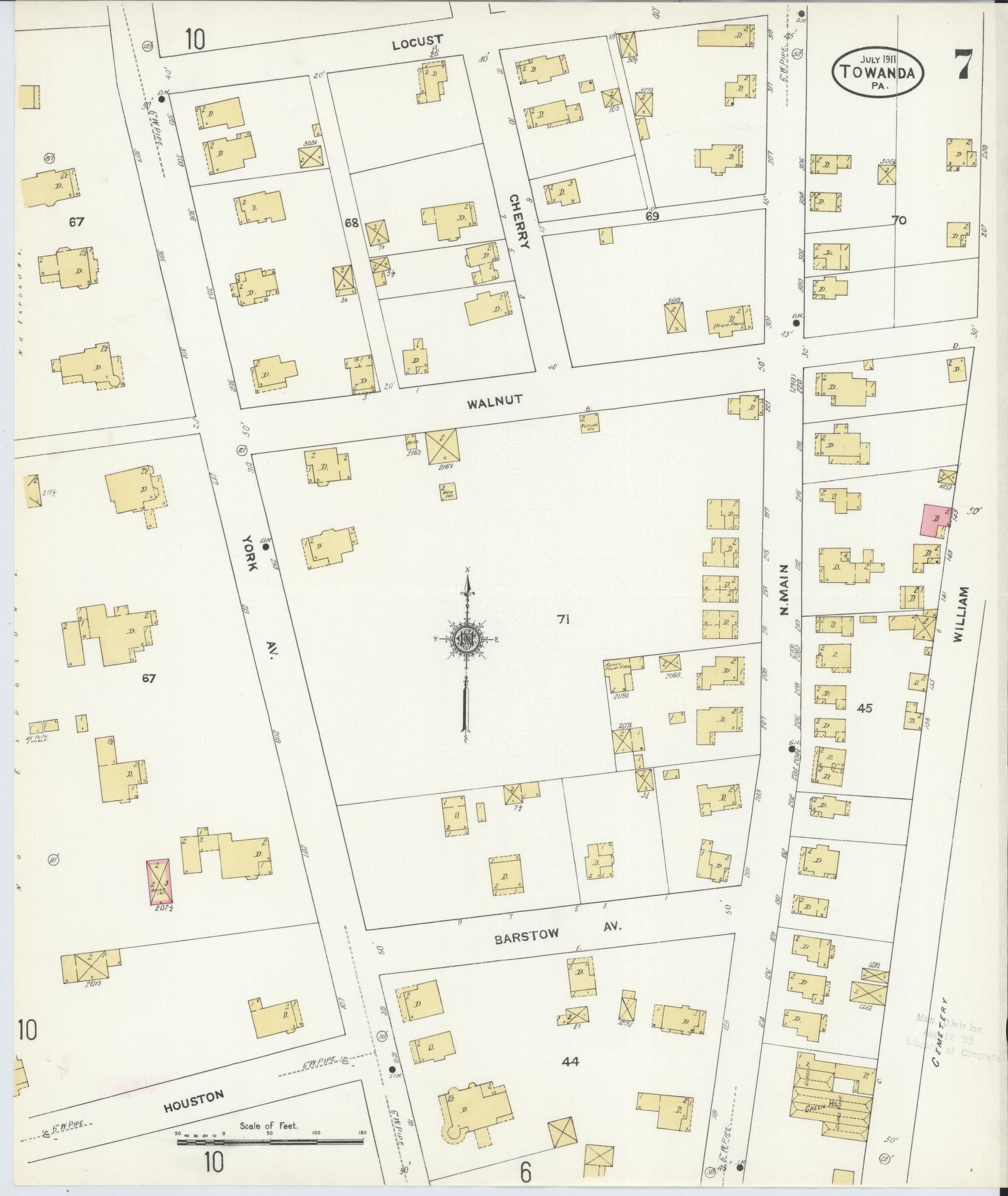 Sanborn Fire Insurance Map from Towanda, Bradford County, Pennsylvania (1911), Sheet #0007 - Complete Map Set gallery image, historic Sanborn map, vintage wall art, Pennsylvania Pennsylvania