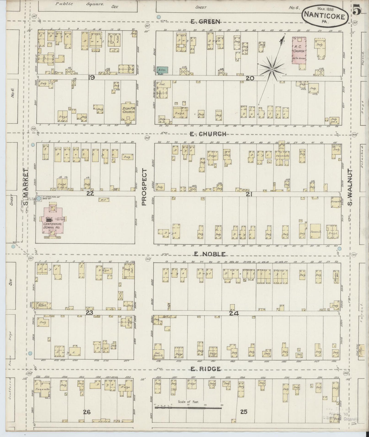 Sanborn Fire Insurance Map from Nanticoke, Luzerne County, Pennsylvania (1888), Sheet #0005 - Complete Map Set gallery image, historic Sanborn map, vintage wall art, Pennsylvania Pennsylvania