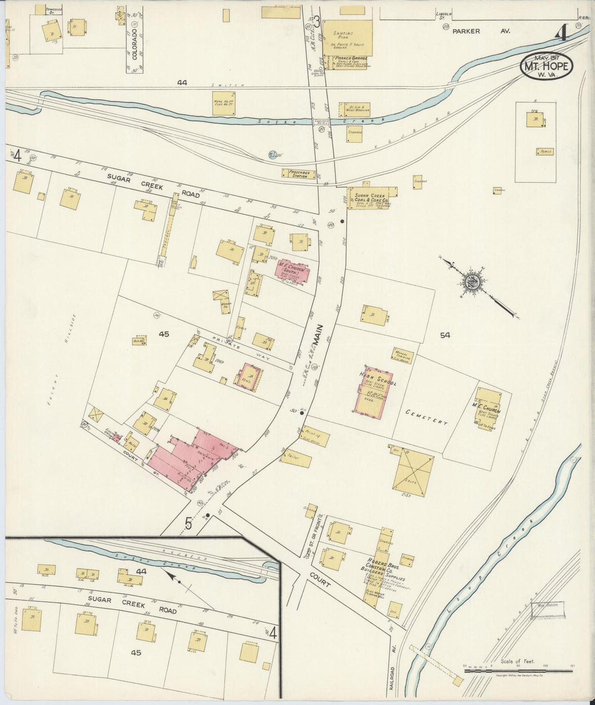 Sanborn Fire Insurance Map from Mount Hope, Fayette County, West Virginia (1917), Sheet #0004 - Historic Sanborn Fire Insurance Map Print, vintage old map wall art, antique decor, genealogy gift, West Virginia West Virginia map