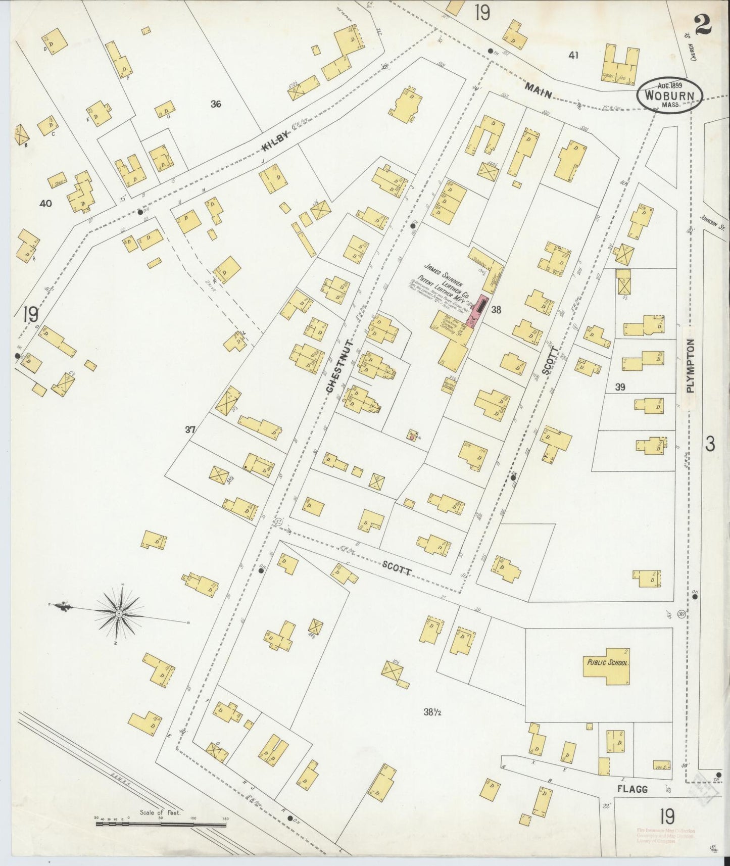 Sanborn Fire Insurance Map from Woburn, Middlesex County, Massachusetts (1899), Sheet #0002 - Complete Map Set gallery image, historic Sanborn map, vintage wall art, Massachusetts Massachusetts