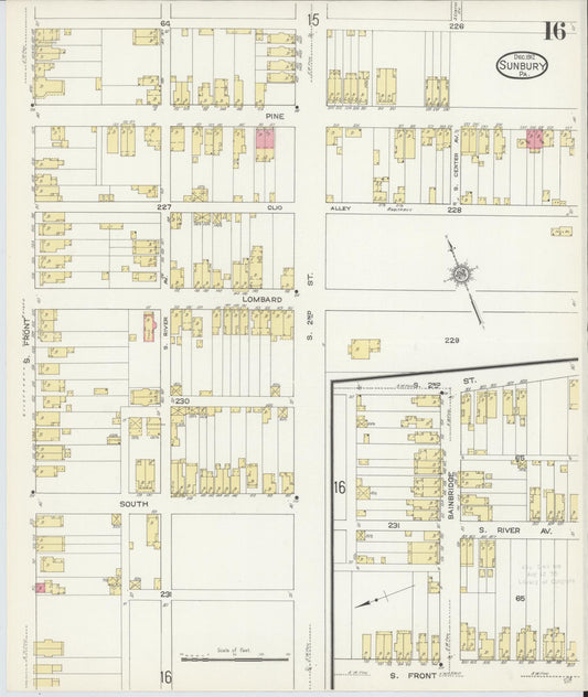Sanborn Fire Insurance Map from Sunbury, Northumberland County, Pennsylvania (1912), Sheet #0016 - Historic Sanborn Fire Insurance Map Print, vintage old map wall art, antique decor, genealogy gift, Pennsylvania Pennsylvania map