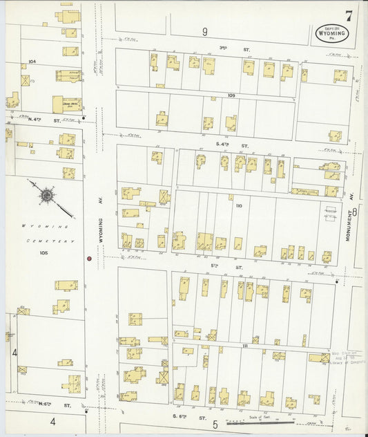 Sanborn Fire Insurance Map from Wyoming, Luzerne County, Pennsylvania (1911), Sheet #0007 - Historic Sanborn Fire Insurance Map Print, vintage old map wall art, antique decor, genealogy gift, Pennsylvania Pennsylvania map