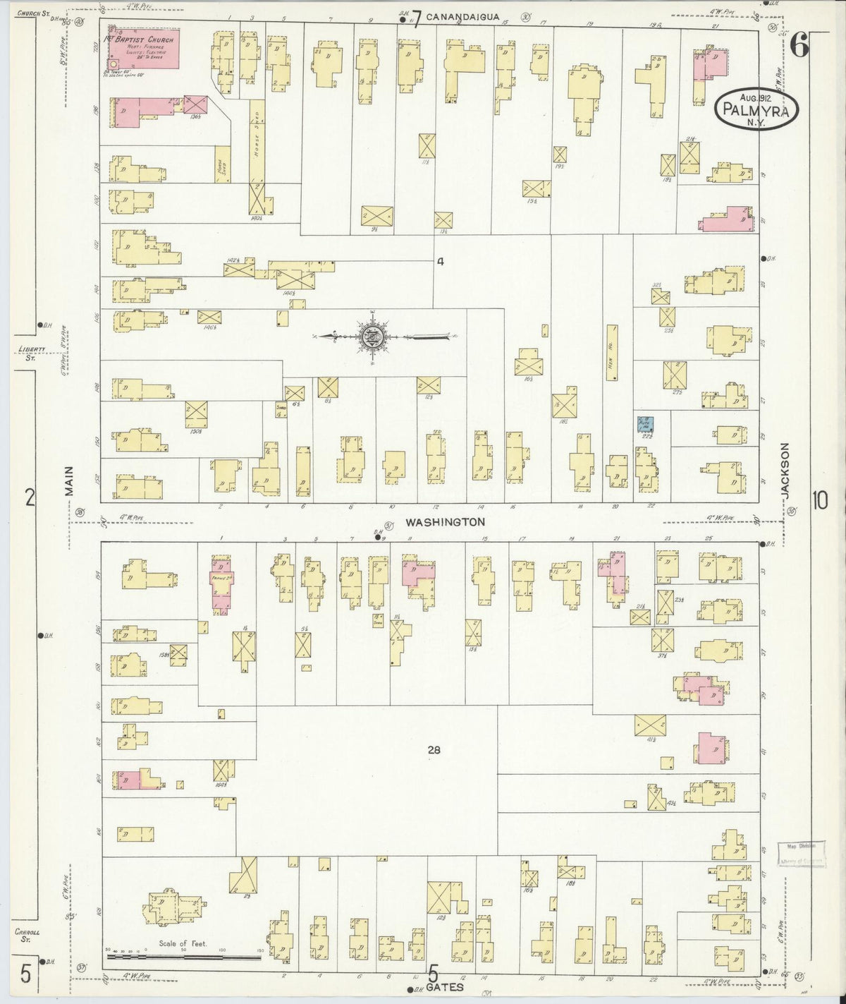 Sanborn Fire Insurance Map from Palmyra, Wayne County, New York (1912), Sheet #0006 - Complete Map Set gallery image, historic Sanborn map, vintage wall art, New York New York