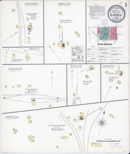 Sanborn Fire Insurance Map from Biwabik, Saint Louis County, Minnesota (1906), Sheet #0001 - Complete Map Set gallery image, historic Sanborn map, vintage wall art, Minnesota Minnesota
