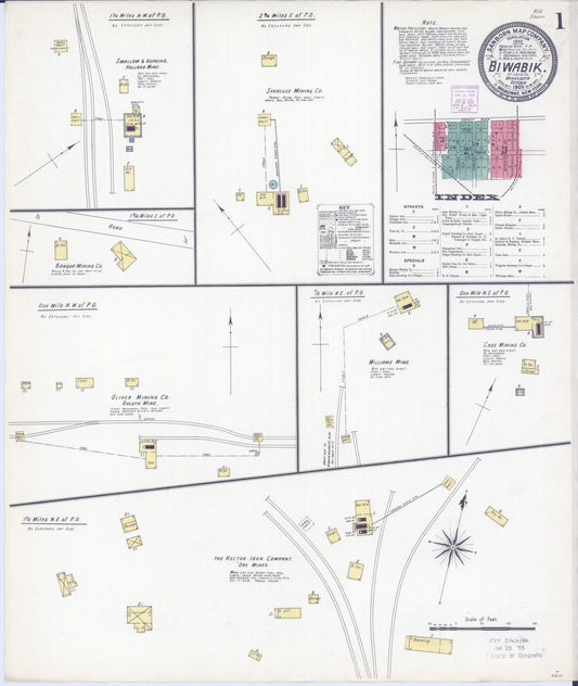 Sanborn Fire Insurance Map from Biwabik, Saint Louis County, Minnesota (1906), Sheet #0001 - Complete Map Set gallery image, historic Sanborn map, vintage wall art, Minnesota Minnesota