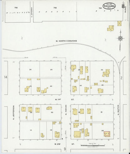 Sanborn Fire Insurance Map from Tuscumbia, Colbert County, Alabama (1921), Sheet #0008 - Complete Map Set gallery image, historic Sanborn map, vintage wall art, Alabama Alabama