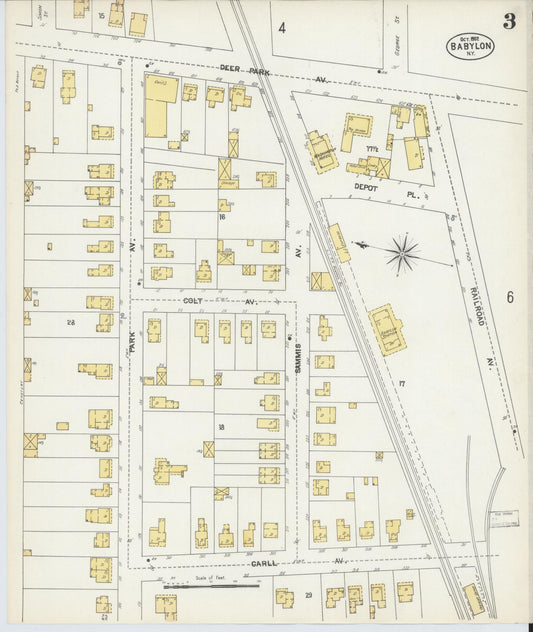 Sanborn Fire Insurance Map from Babylon, Suffolk County, New York (1902), Sheet #0003 - Historic Sanborn Fire Insurance Map Print, vintage old map wall art, antique decor, genealogy gift, New York New York map