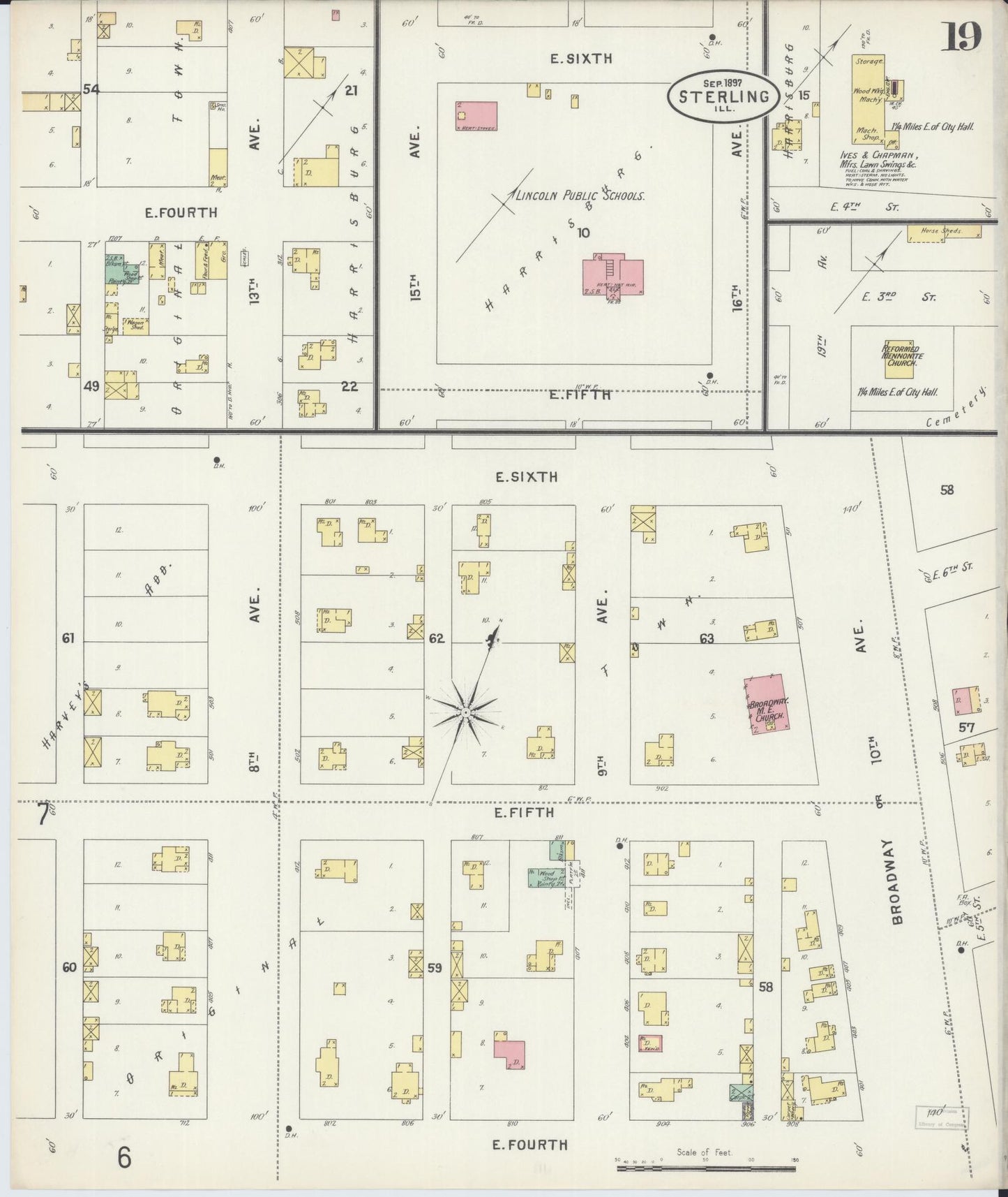 Sanborn Fire Insurance Map from Sterling, Whiteside County, Illinois (1897), Sheet #0019 - Complete Map Set gallery image, historic Sanborn map, vintage wall art, Illinois Illinois