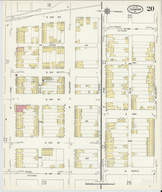 Sanborn Fire Insurance Map from Shamokin, Northumberland County, Pennsylvania (1913), Sheet #0020 - Historic Sanborn Fire Insurance Map Print, vintage old map wall art, antique decor, genealogy gift, Pennsylvania Pennsylvania map