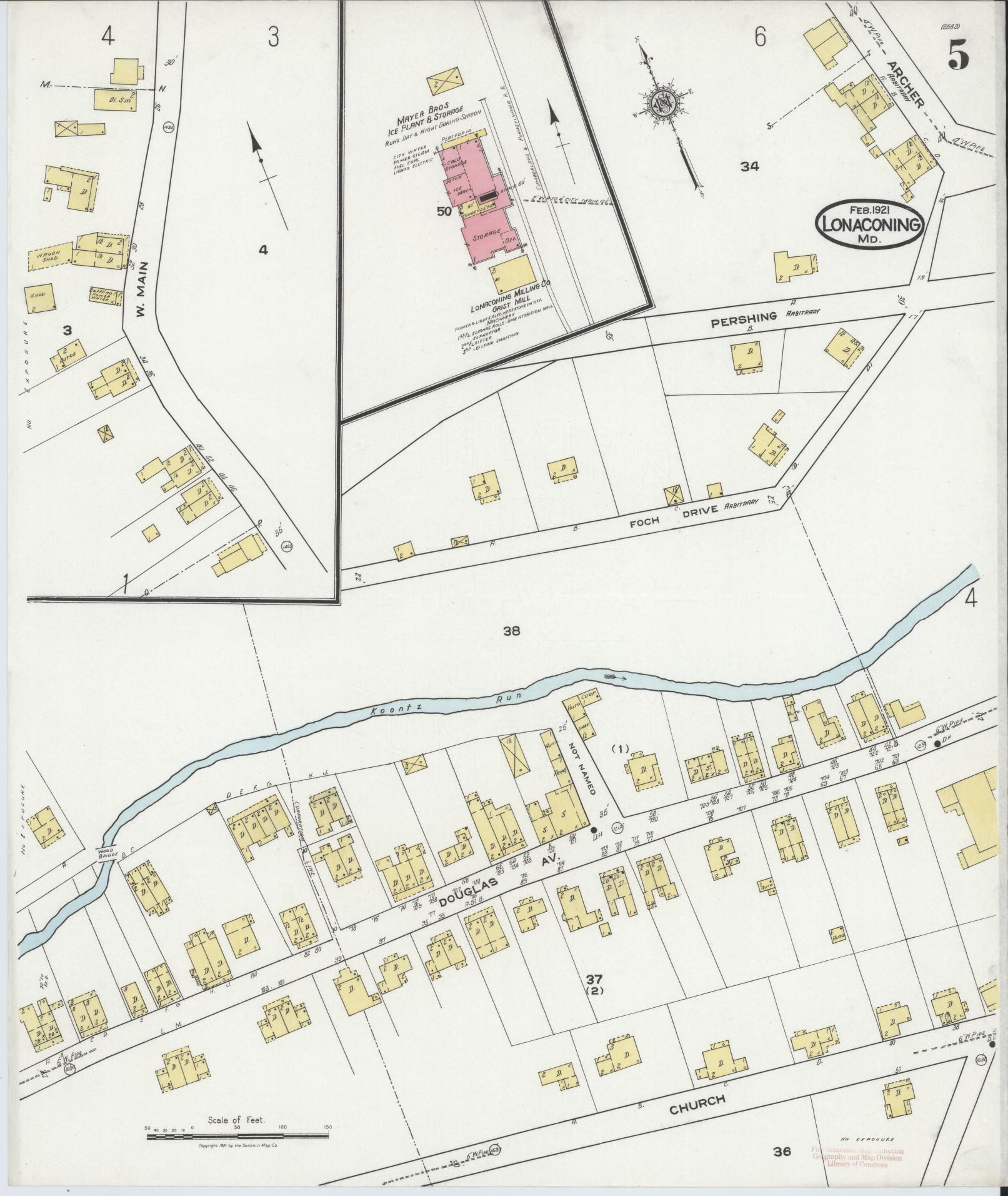 Sanborn Fire Insurance Map from Lonaconing, Allegany County, Maryland (1921), Sheet #0005 - Historic Sanborn Fire Insurance Map Print, vintage old map wall art