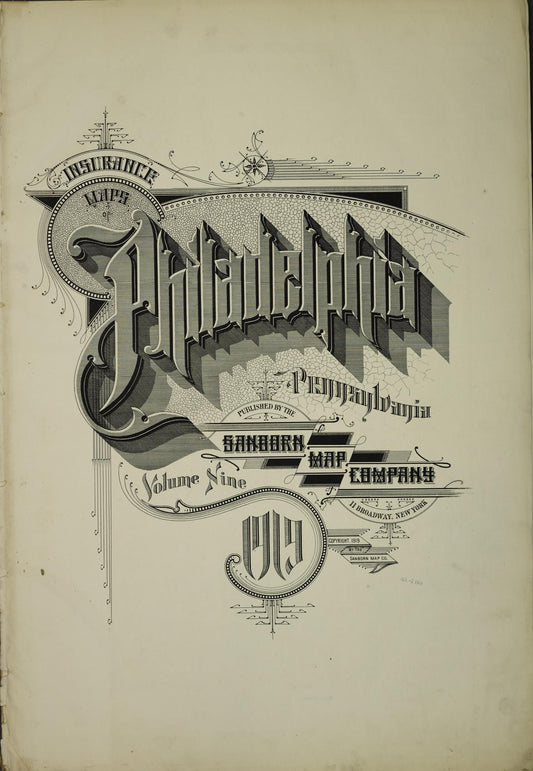 Sanborn Fire Insurance Map from Philadelphia, Philadelphia County, Pennsylvania (1919), Sheet #0001 - Historic Sanborn Fire Insurance Map Print, vintage old map wall art, antique decor, genealogy gift, Pennsylvania Pennsylvania map