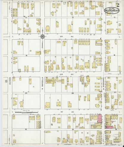 Sanborn Fire Insurance Map from West Palm Beach, Dade County, Florida (1920), Sheet #0002 - Complete Map Set gallery image, historic Sanborn map, vintage wall art, Florida Florida