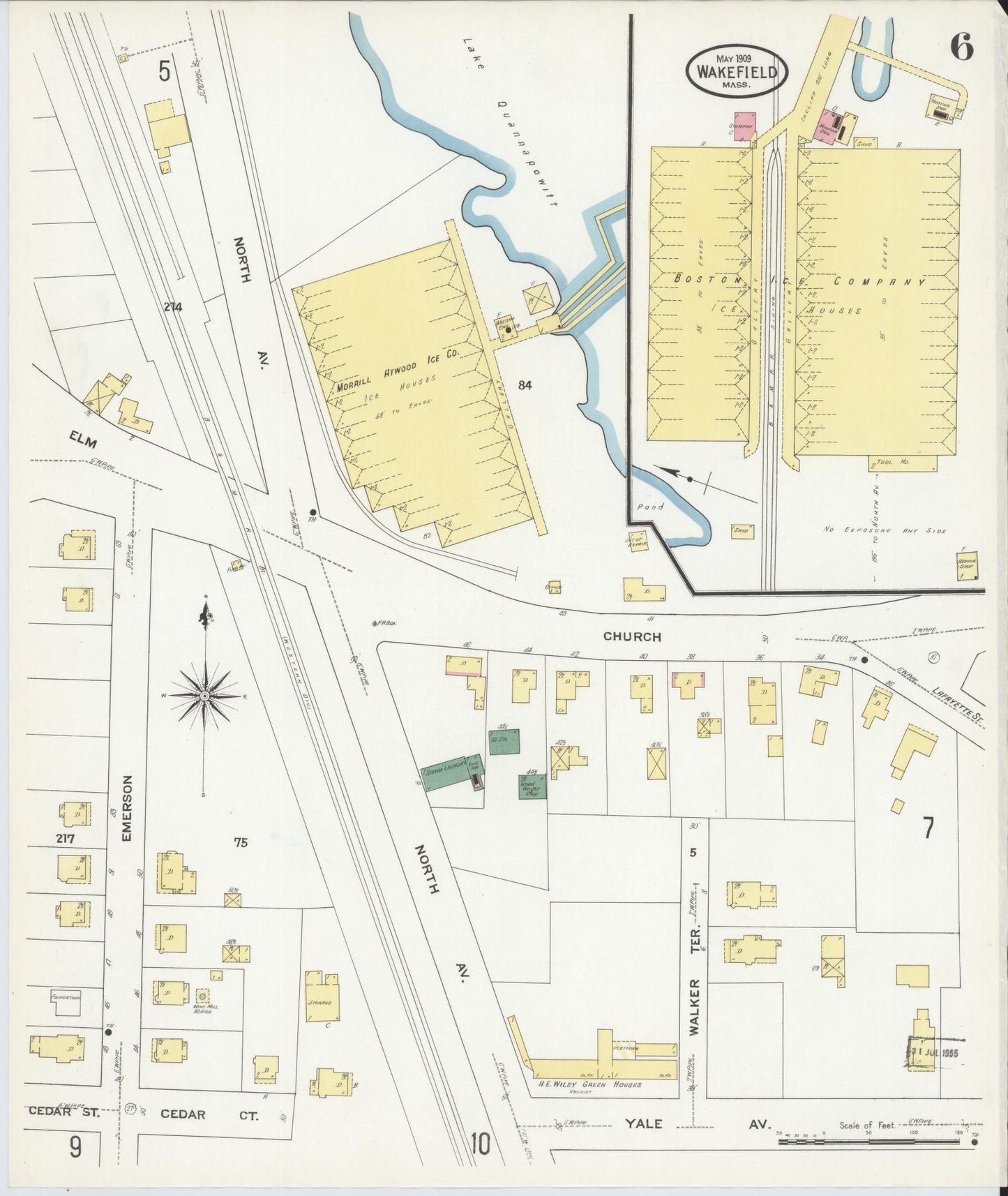 Sanborn Fire Insurance Map from Wakefield, Middlesex County, Massachusetts (1909), Sheet #0006 - Complete Map Set gallery image, historic Sanborn map, vintage wall art, Massachusetts Massachusetts