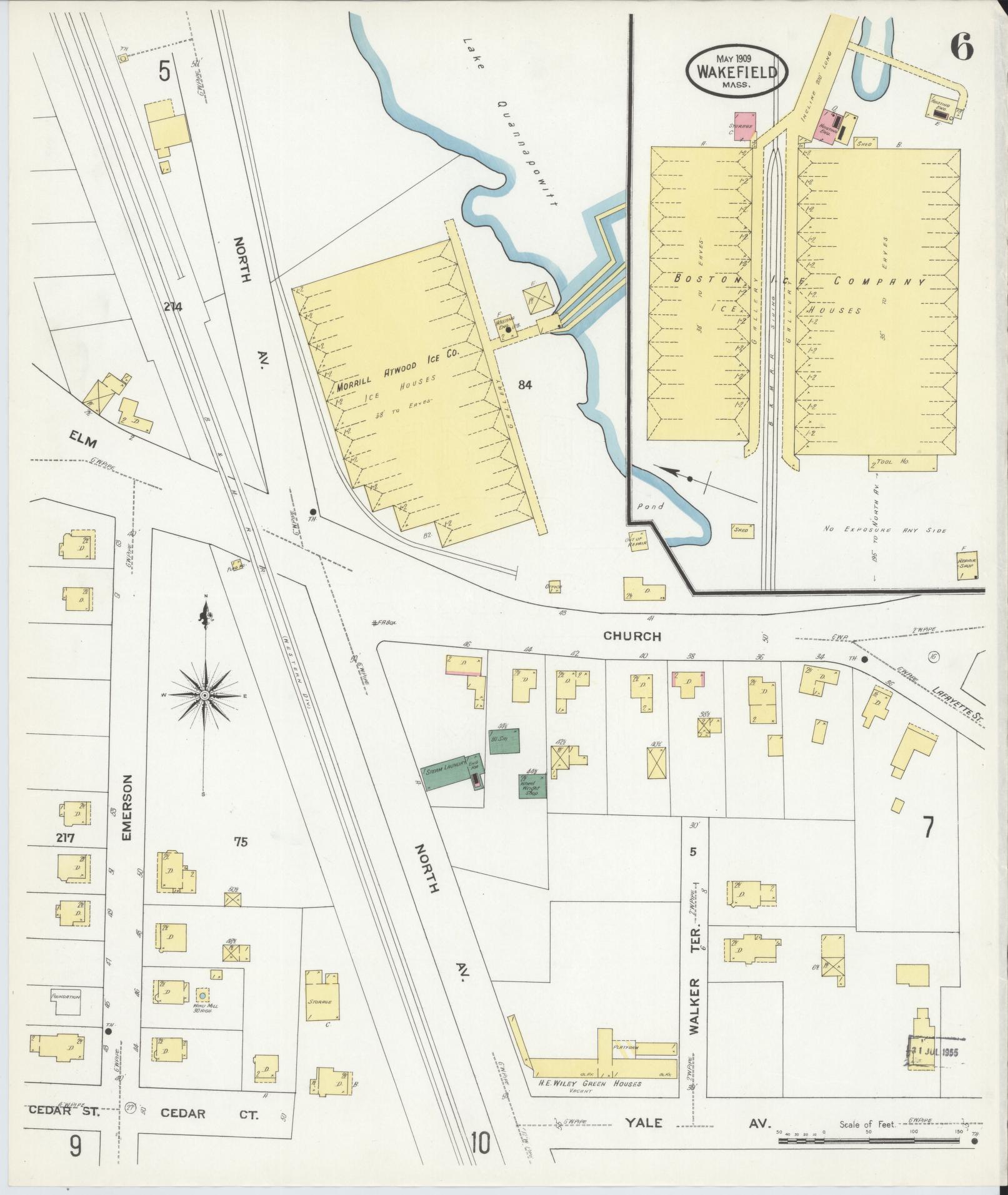 Sanborn Fire Insurance Map from Wakefield, Middlesex County, Massachusetts (1909), Sheet #0006 - Complete Map Set gallery image, historic Sanborn map, vintage wall art, Massachusetts Massachusetts