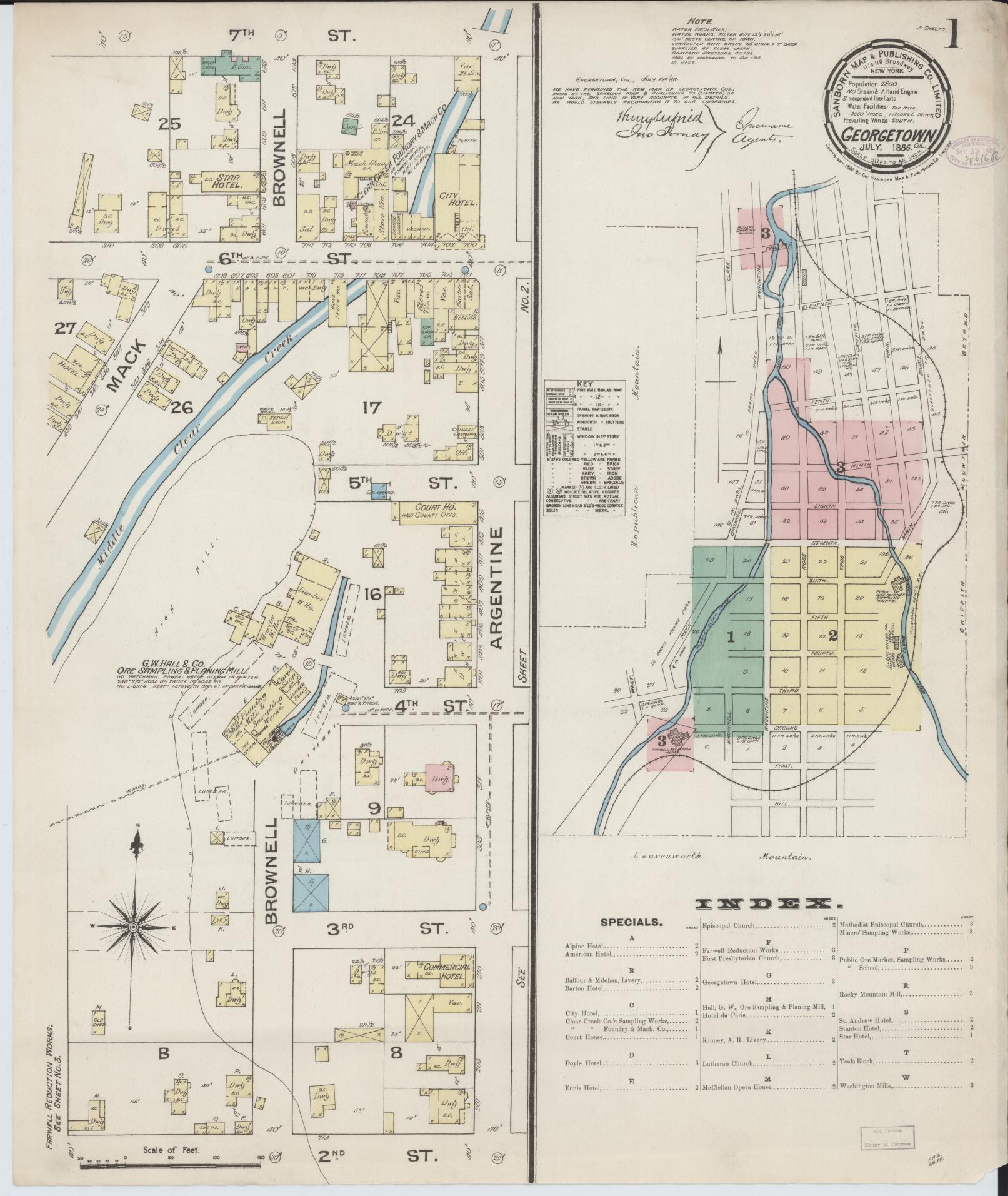 Sanborn Fire Insurance Map from Georgetown, Clear Creek County, Colorado. (1886) – Historic Sanborn Fire Insurance Map Print
