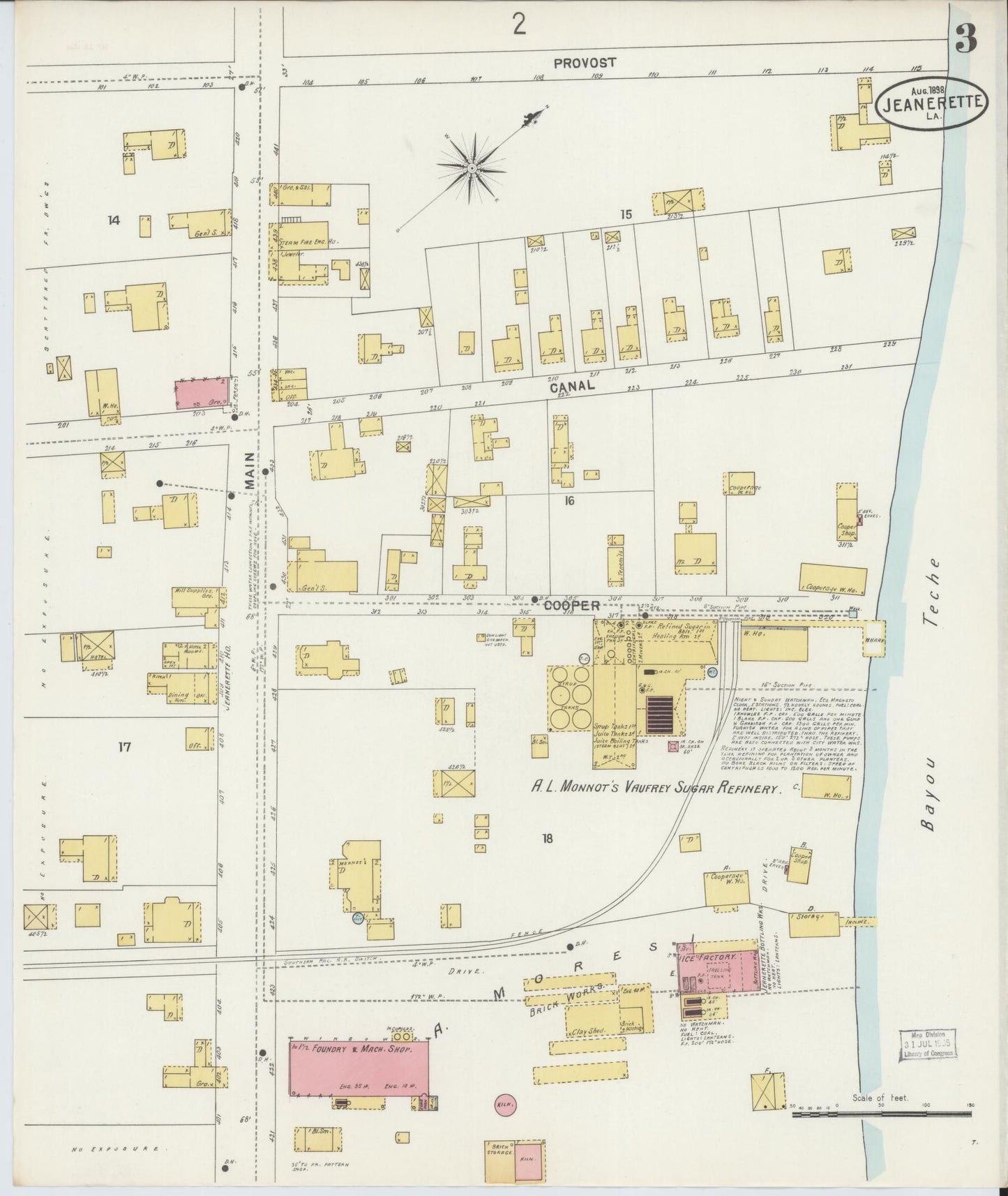 Sanborn Fire Insurance Map from Jeannerette, Iberia Parish, Louisiana (1898), Sheet #0003 - Complete Map Set gallery image, historic Sanborn map, vintage wall art, Louisiana Louisiana