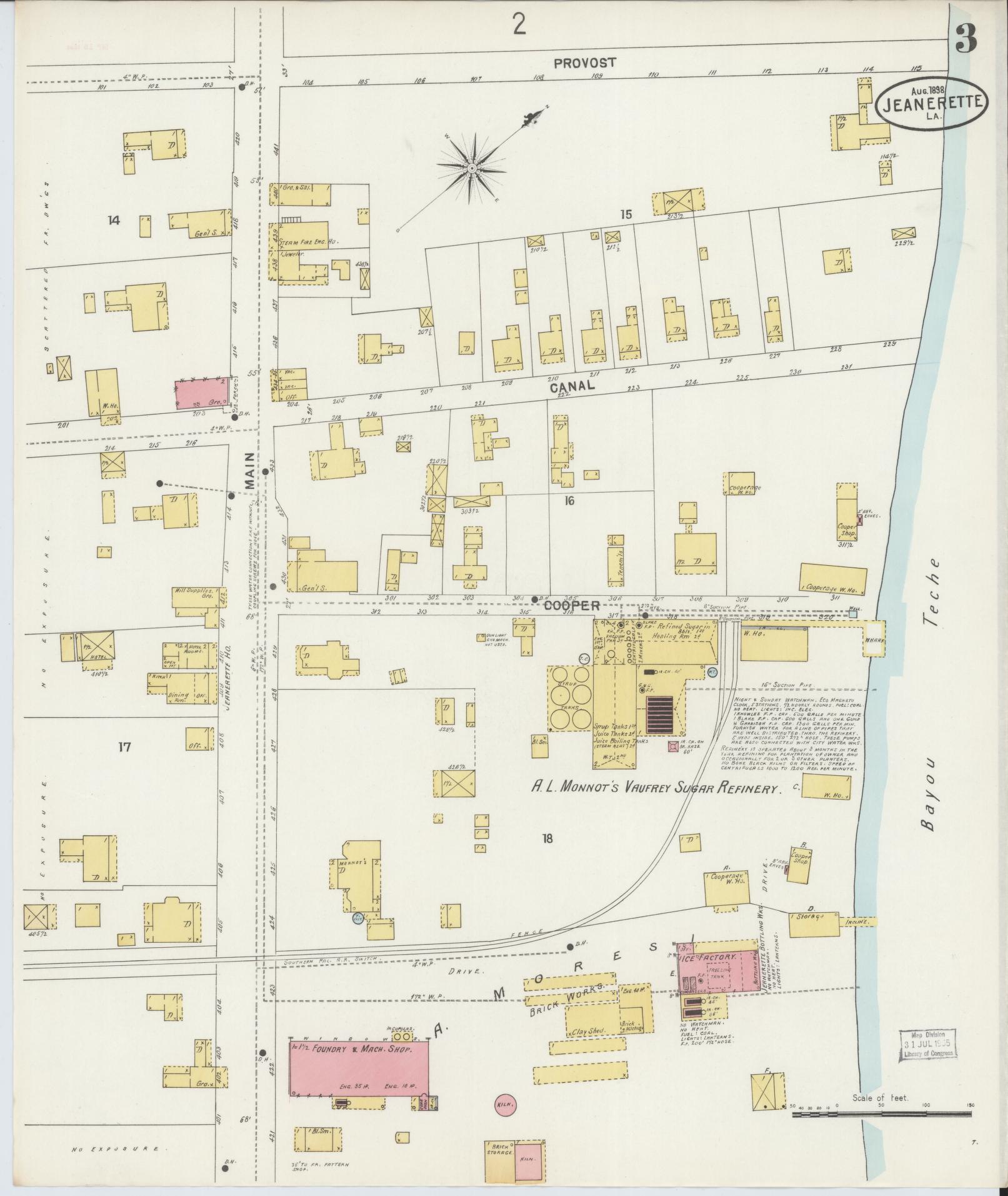 Sanborn Fire Insurance Map from Jeannerette, Iberia Parish, Louisiana (1898), Sheet #0003 - Complete Map Set gallery image, historic Sanborn map, vintage wall art, Louisiana Louisiana