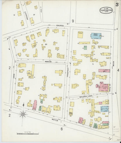 Sanborn Fire Insurance Map from Torrington, Litchfield County, Connecticut (1896), Sheet #0003 - Complete Map Set gallery image, historic Sanborn map, vintage wall art, Connecticut Connecticut