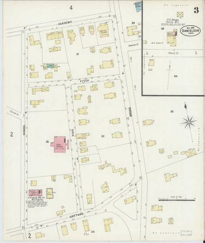 Sanborn Fire Insurance Map from Danielson, Windham County, Connecticut (1897), Sheet #0003 - Complete Map Set gallery image, historic Sanborn map, vintage wall art, Connecticut Connecticut