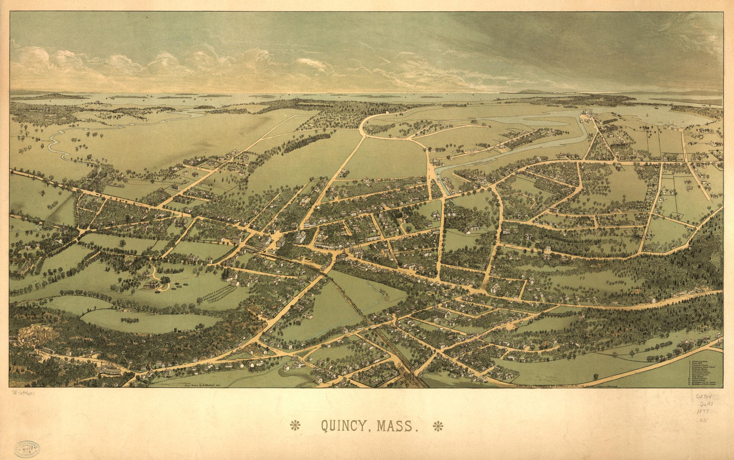 Quincy, Mass. (1877) – Historic Bird’s-Eye View Panorama Print