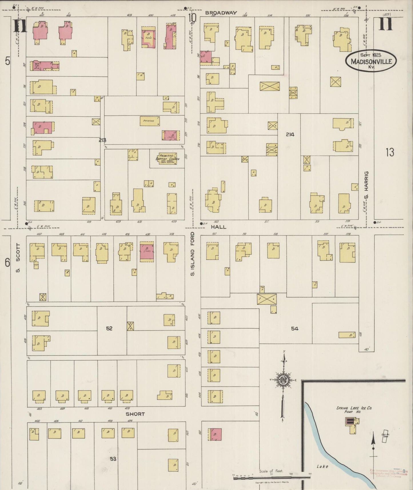 Sanborn Fire Insurance Map from Madisonville, Hopkins County, Kentucky (1923), Sheet #0011 - Complete Map Set gallery image, historic Sanborn map, vintage wall art, Kentucky Kentucky