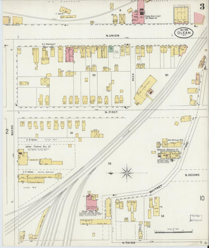 Sanborn Fire Insurance Map from Olean, Cattaraugus County, New York (1898), Sheet #0003 - Complete Map Set gallery image, historic Sanborn map, vintage wall art, New York New York