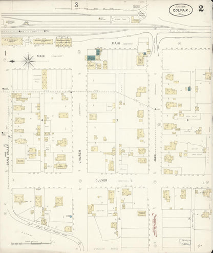 Sanborn Fire Insurance Map from Colfax, Placer County, California (1898), Sheet #0002 - Complete Map Set gallery image, historic Sanborn map, vintage wall art, California California