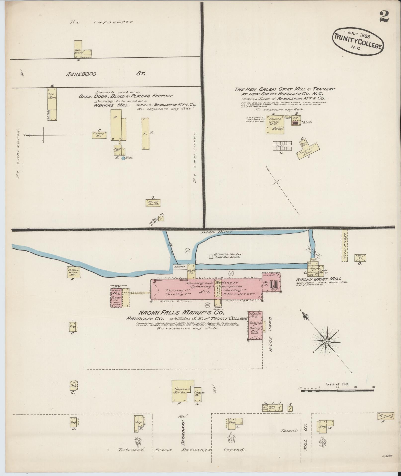 Sanborn Fire Insurance Map from Trinity College, Randolph County, North Carolina (1885), Sheet #0002 - Complete Map Set gallery image, historic Sanborn map, vintage wall art, North Carolina North Carolina