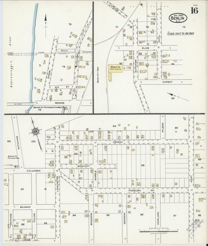Sanborn Fire Insurance Map from Berlin, Coos County, New Hampshire (1920), Sheet #0016 - Complete Map Set gallery image, historic Sanborn map, vintage wall art, New Hampshire New Hampshire