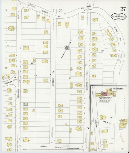 Sanborn Fire Insurance Map from South Norwalk, Fairfield County, Connecticut (1912), Sheet #0027 - Complete Map Set gallery image, historic Sanborn map, vintage wall art, Connecticut Connecticut