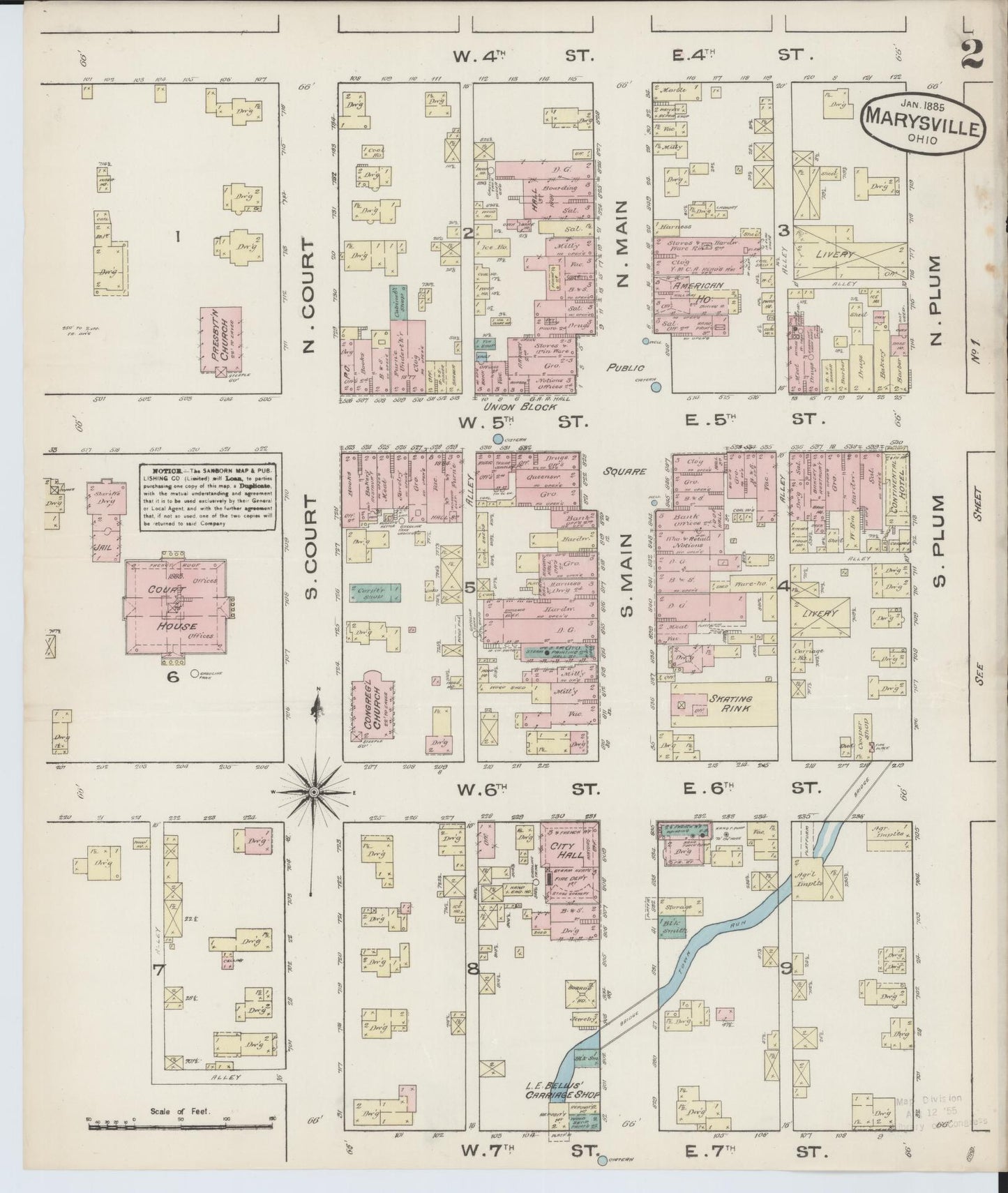 Sanborn Fire Insurance Map from Marysville, Union County, Ohio (1885), Sheet #0002 - Historic Sanborn Fire Insurance Map Print, vintage old map wall art, antique decor, genealogy gift, Ohio Ohio map