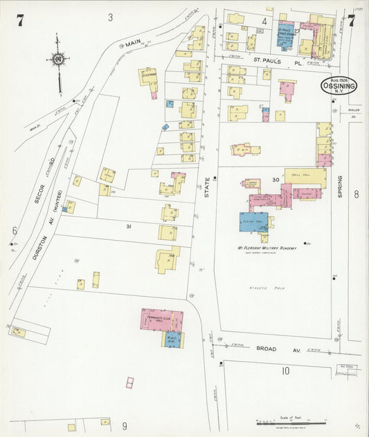 Sanborn Fire Insurance Map from Ossining, Westchester County, New York (1924), Sheet #0007 - Historic Sanborn Fire Insurance Map Print, vintage old map wall art, antique decor, genealogy gift, New York New York map