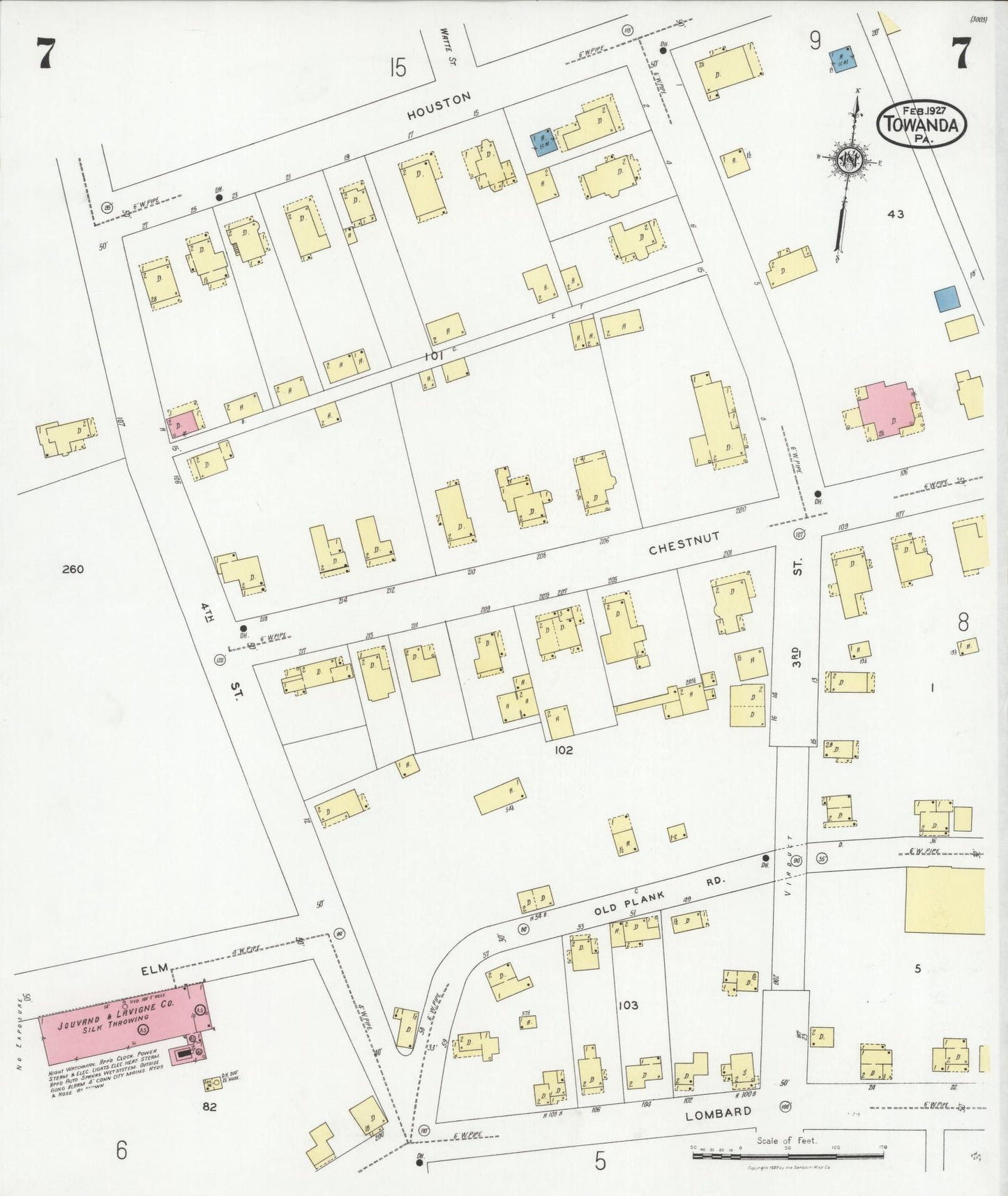 Sanborn Fire Insurance Map from Towanda, Bradford County, Pennsylvania (1927), Sheet #0007 - Complete Map Set gallery image, historic Sanborn map, vintage wall art, Pennsylvania Pennsylvania