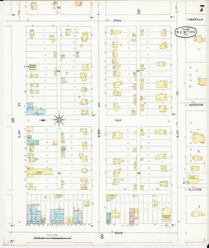 Sanborn Fire Insurance Map from Newton, Harvey County, Kansas (1896), Sheet #0007 - Complete Map Set gallery image, historic Sanborn map, vintage wall art, Kansas Kansas