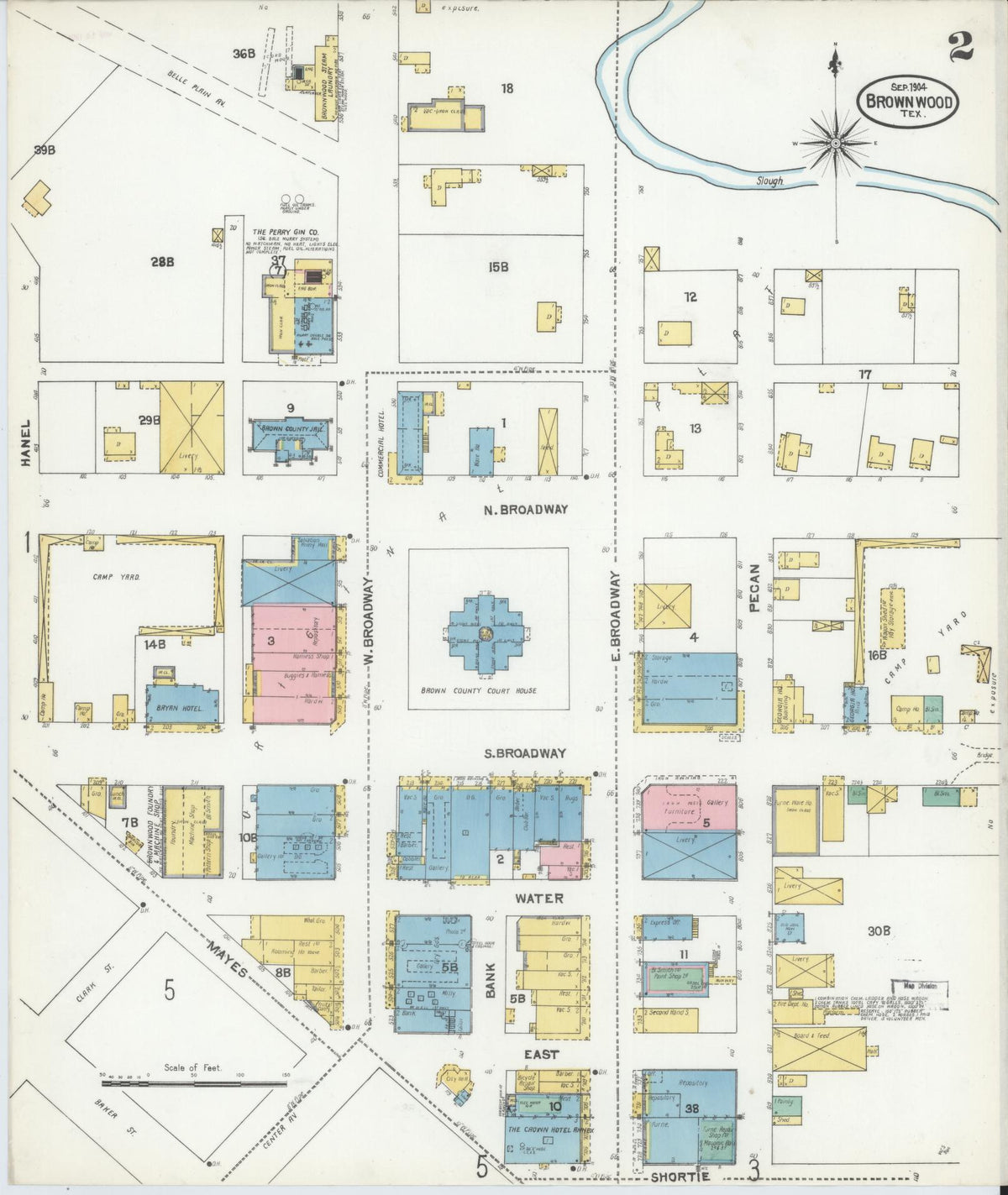 Sanborn Fire Insurance Map from Brownwood, Brown County, Texas (1904), Sheet #0002 - Complete Map Set gallery image, historic Sanborn map, vintage wall art, Texas Texas