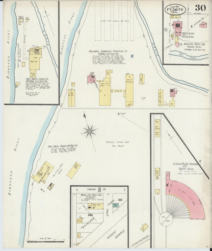 Sanborn Fire Insurance Map from Fort Smith, Sebastian County, Arkansas (1897), Sheet #0030 - Complete Map Set gallery image, historic Sanborn map, vintage wall art, Arkansas Arkansas
