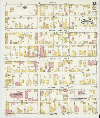 Sanborn Fire Insurance Map from Brownsville, Cameron County, Texas (1919), Sheet #0013 - Complete Map Set gallery image, historic Sanborn map, vintage wall art, Texas Texas