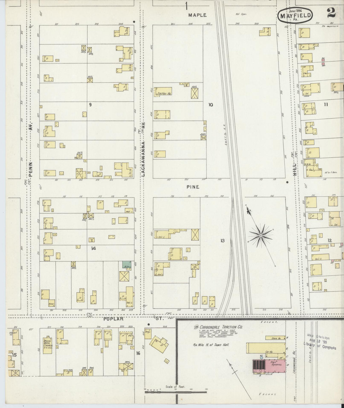 Sanborn Fire Insurance Map from Mayfield, Lackawanna County, Pennsylvania (1896), Sheet #0002 - Complete Map Set gallery image, historic Sanborn map, vintage wall art, Pennsylvania Pennsylvania