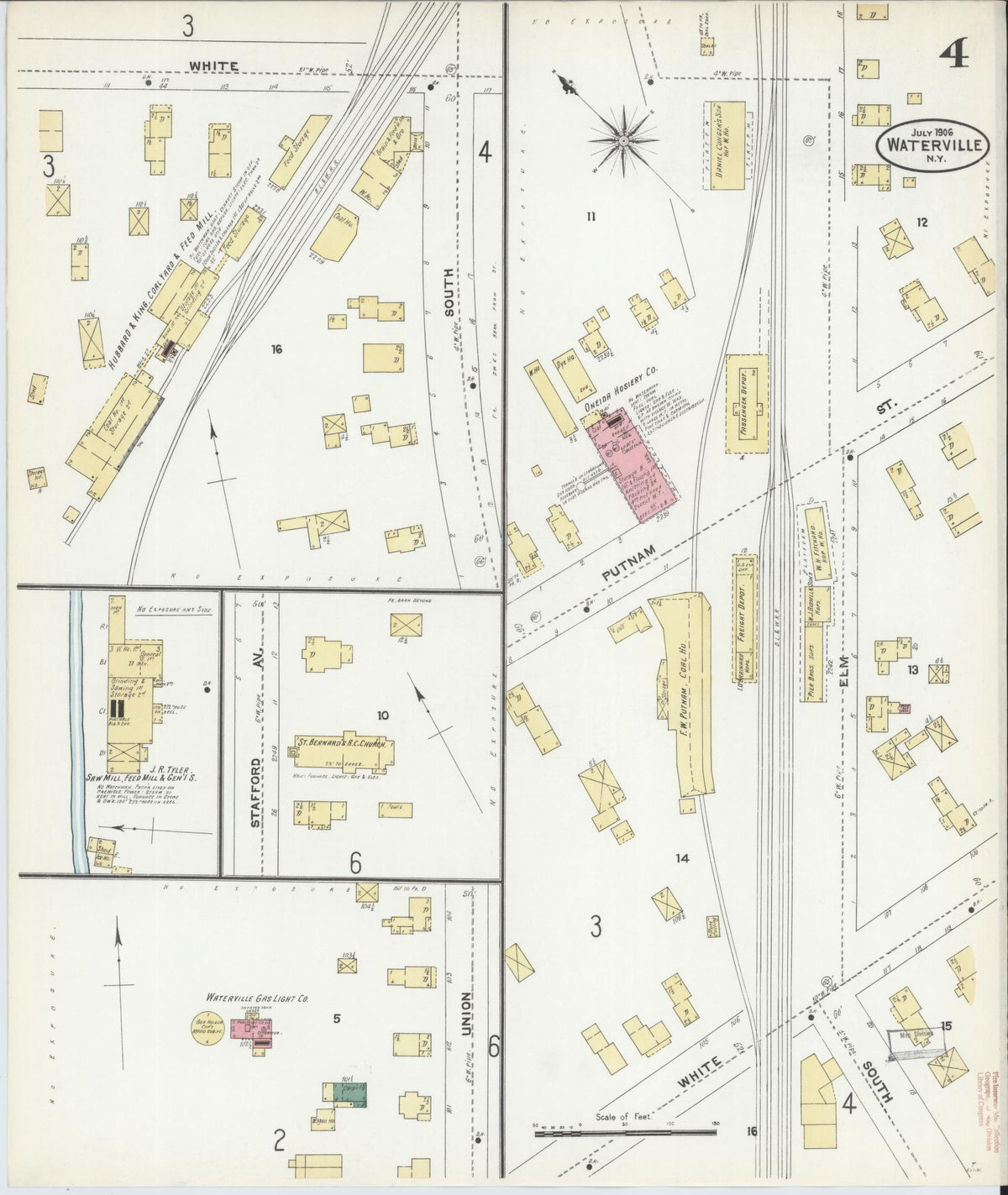 Sanborn Fire Insurance Map from Waterville, Oneida County, New York (1906), Sheet #0004 - Historic Sanborn Fire Insurance Map Print, vintage old map wall art, antique decor, genealogy gift, New York New York map