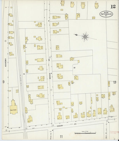 Sanborn Fire Insurance Map from Patchogue, Suffolk County, New York (1897), Sheet #0012 - Complete Map Set gallery image, historic Sanborn map, vintage wall art, New York New York