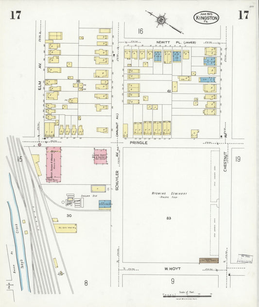 Sanborn Fire Insurance Map from Kingston, Luzerne County, Pennsylvania (1925), Sheet #0017 - Historic Sanborn Fire Insurance Map Print, vintage old map wall art, antique decor, genealogy gift, Pennsylvania Pennsylvania map