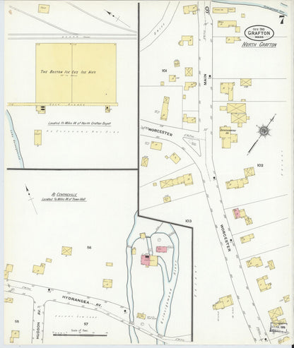 Sanborn Fire Insurance Map from Grafton, Worcester County, Massachusetts (1910), Sheet #0007 - Complete Map Set gallery image, historic Sanborn map, vintage wall art, Massachusetts Massachusetts