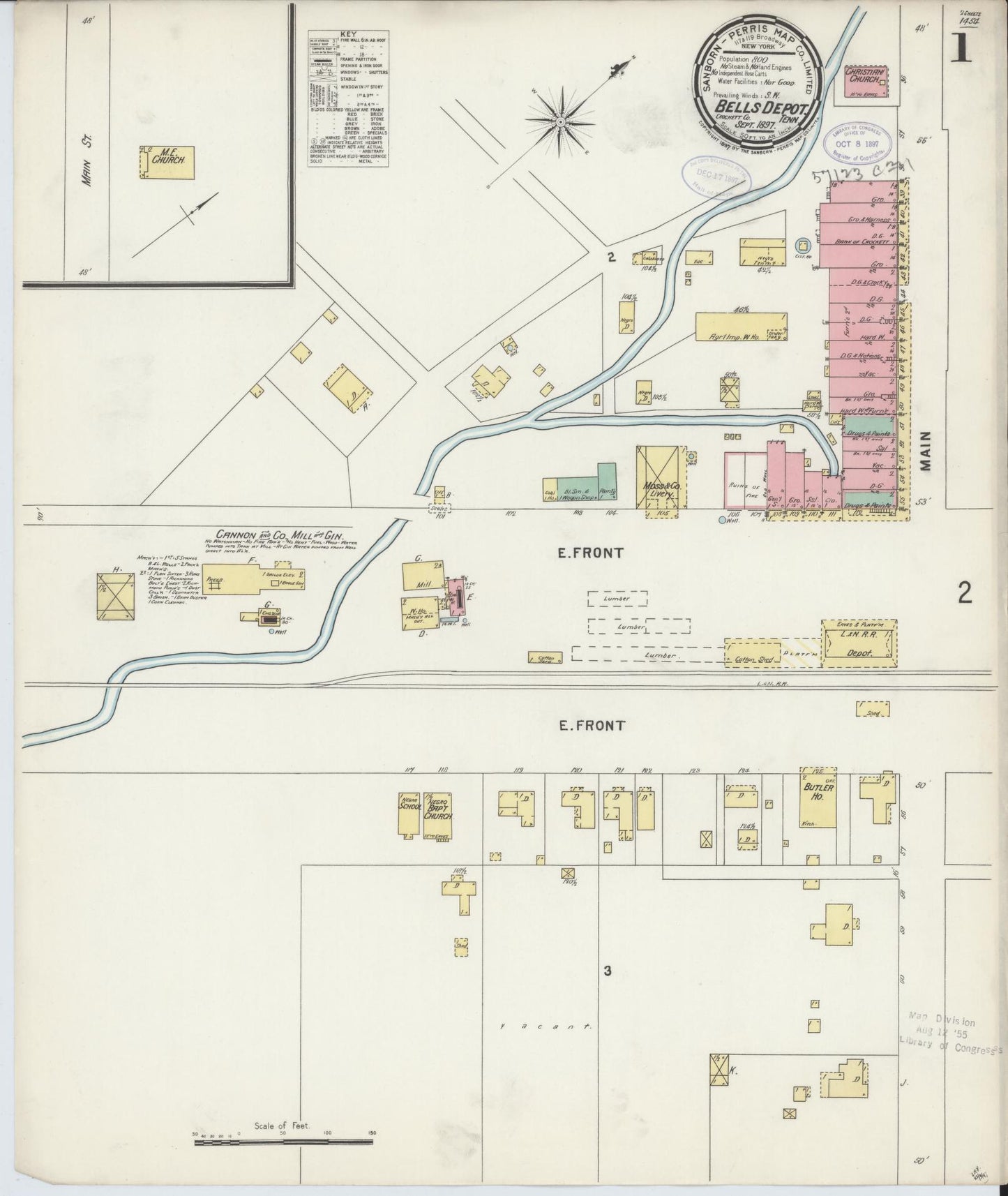 Sanborn Fire Insurance Map from Bells Depot, Crockett County, Tennessee. (1897) – Historic Sanborn Fire Insurance Map Print