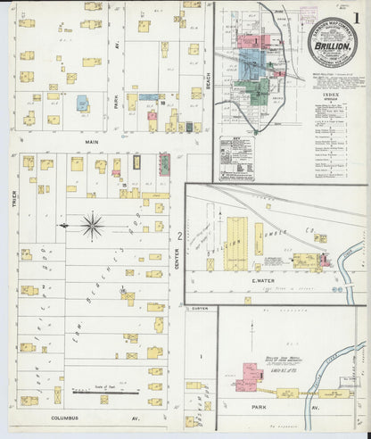 Sanborn Fire Insurance Map from Brillion, Calumet County, Wisconsin (1906), Sheet #0001 - Complete Map Set gallery image, historic Sanborn map, vintage wall art, Wisconsin Wisconsin