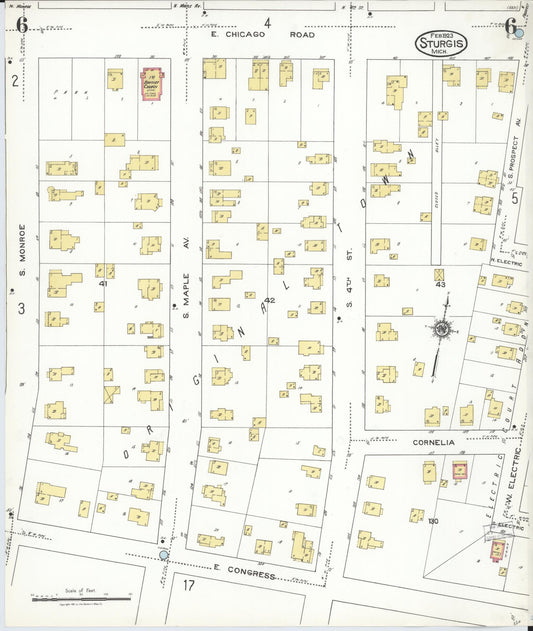 Sanborn Fire Insurance Map from Sturgis, Saint Joseph County, Michigan (1923), Sheet #0006 - Historic Sanborn Fire Insurance Map Print, vintage old map wall art, antique decor, genealogy gift, Michigan Michigan map