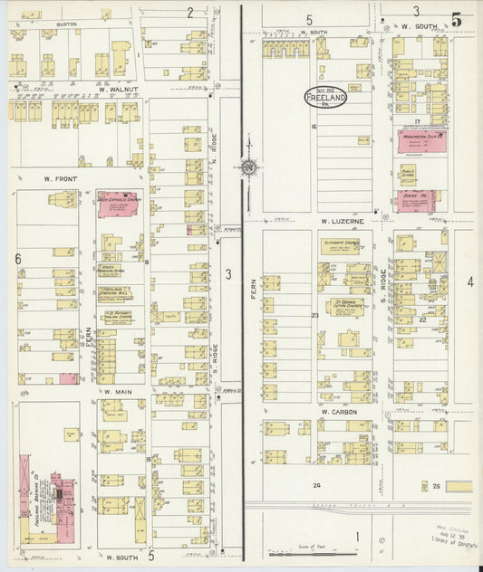 Sanborn Fire Insurance Map from Freeland, Luzerne County, Pennsylvania (1912), Sheet #0005 - Historic Sanborn Fire Insurance Map Print, vintage old map wall art, antique decor, genealogy gift, Pennsylvania Pennsylvania map