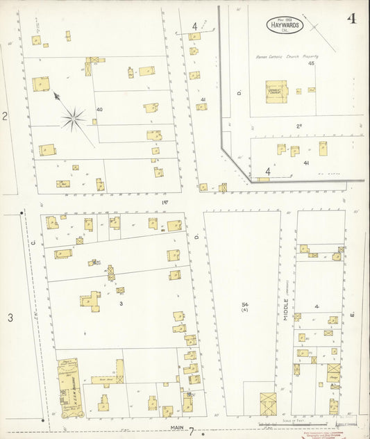Sanborn Fire Insurance Map from Hayward, Alameda County, California (1903), Sheet #0004 - Historic Sanborn Fire Insurance Map Print, vintage old map wall art, antique decor, genealogy gift, California California map