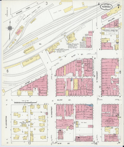 Sanborn Fire Insurance Map from Kewanee, Henry County, Illinois (1910), Sheet #0007 - Complete Map Set gallery image, historic Sanborn map, vintage wall art, Illinois Illinois