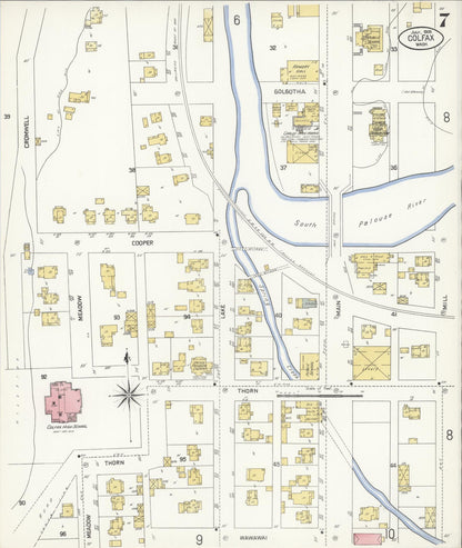 Sanborn Fire Insurance Map from Colfax, Whitman County, Washington (1908), Sheet #0007 - Complete Map Set gallery image, historic Sanborn map, vintage wall art, Washington Washington