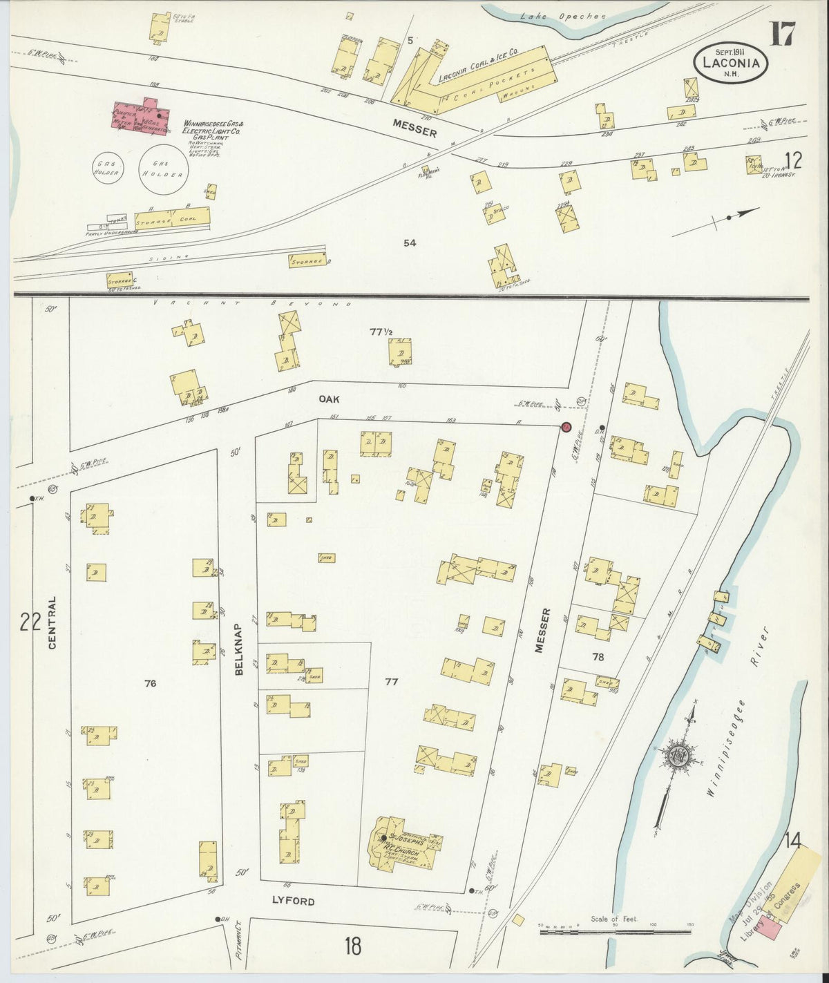 Sanborn Fire Insurance Map from Laconia, Belknap County, New Hampshire (1911), Sheet #0017 - Complete Map Set gallery image, historic Sanborn map, vintage wall art, New Hampshire New Hampshire